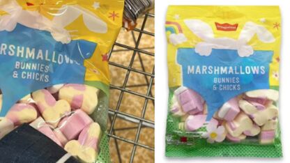 Foutje, bedankt: 'paasmarshmallows' van Aldi hebben een wel héél pikante vorm