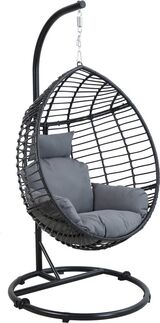 Bestgarden Hangstoel Egg Wicker - Tuinmeubelen - Grijs - Zwart | bol.com