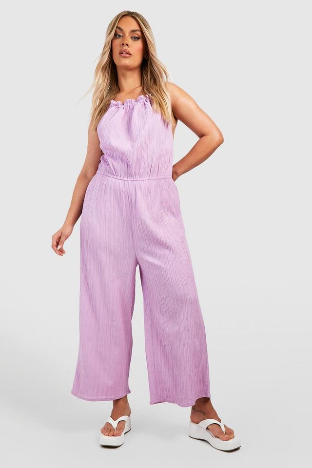 Lilac violet Plus Textured Culotte Jumpsuit  image number 1