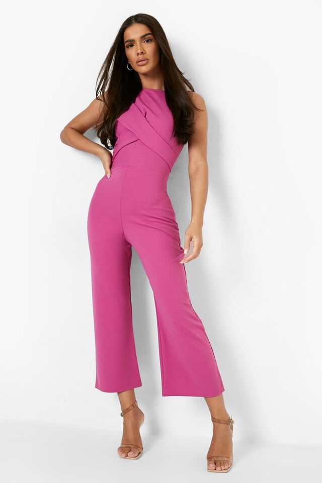 Magenta rose Gedraaide Mouwloze Culotte Jumpsuit image number 1