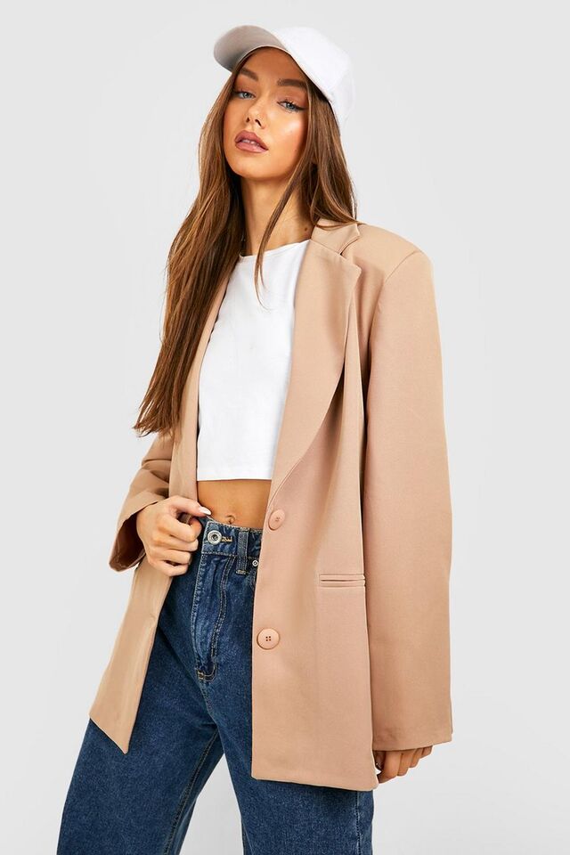 Camel beige Oversized Getailleerde Blazer image number 1