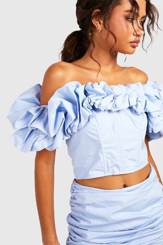 Powder blue bleu Off Shoulder Korset image number 1