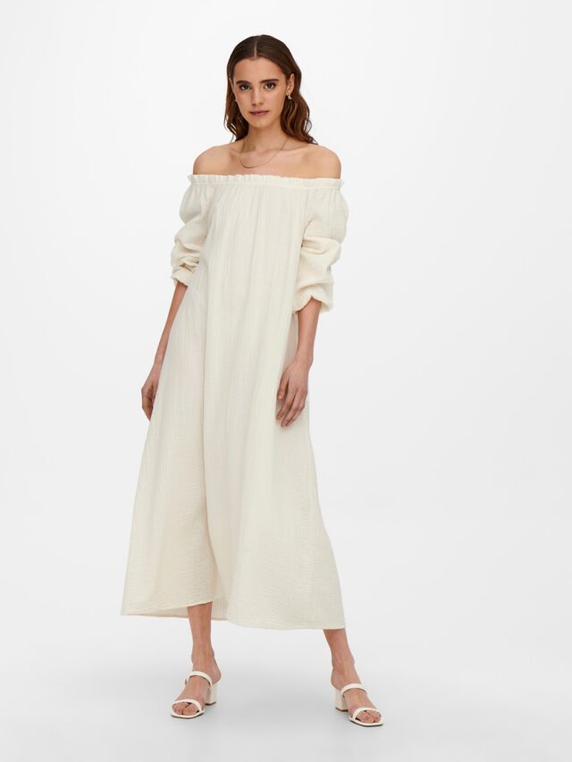 ONLY Enkel lengte off-shoulder Jurk - Tofu - 15269980