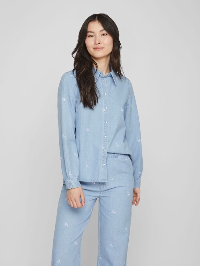 Vila DENIM SPIJKERBLOUSE, Light Blue Denim, highres - 14086260_LightBlueDenim_1031117_003.jpg