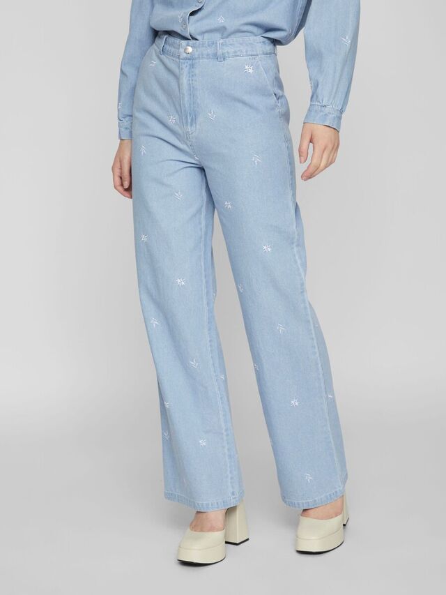 Vila GEBORDUURD HIGH-RISE JEANS, Light Blue Denim, highres - 14086259_LightBlueDenim_1031116_003.jpg