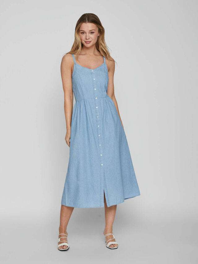 Vila MIDI DENIM JURK, Light Blue Denim, highres - 14079547_LightBlueDenim_003.jpg