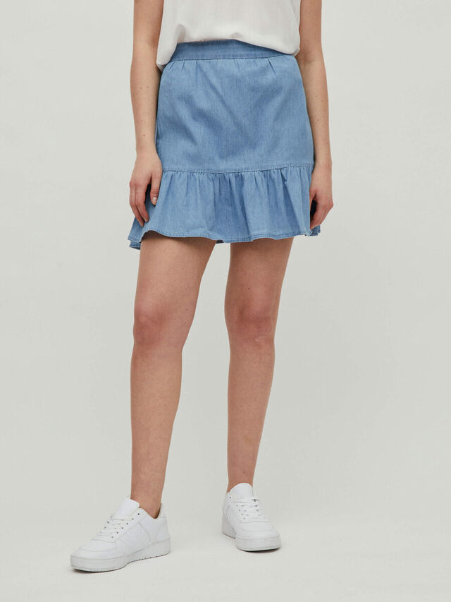 Vila RUCHES DENIM ROK, Light Blue Denim, highres - 14073305_LightBlueDenim_003.jpg