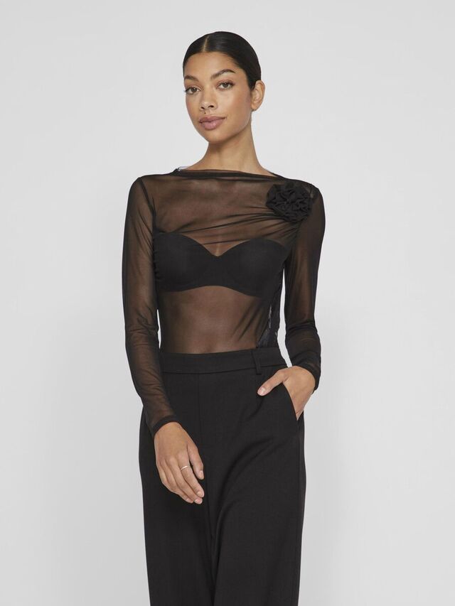 Vila LANGE MOUWEN MESH TOP, Black, highres - 14096929_Black_003.jpg