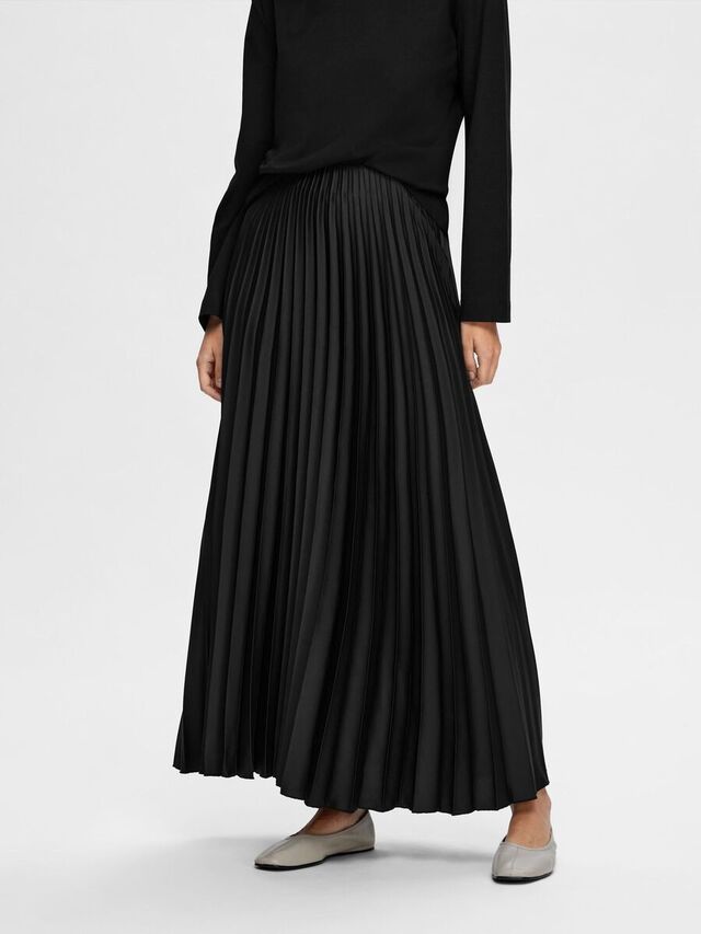 Selected PLISSÉ MAXI ROK, Black, highres - 16092227_Black_003.jpg