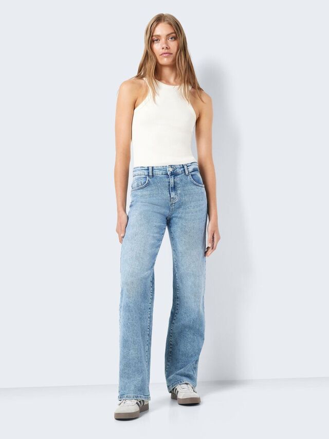 Noisy May NMYOLANDA NORMALE TAILLE WIDE LEG JEANS, Light Blue Denim, highres - 27025064_LightBlueDenim_007.jpg