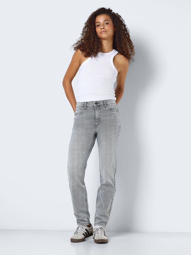 Noisy May NMMONI HIGH-WAIST STRAIGHT FIT JEANS, Light Grey Denim, highres - 27027468_LightGreyDenim_007.jpg