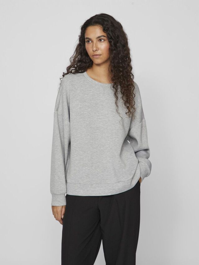 Vila OVERSIZED SWEATSHIRT, Light Grey Melange, highres - 14097069_LightGreyMelange_1108585_003.jpg