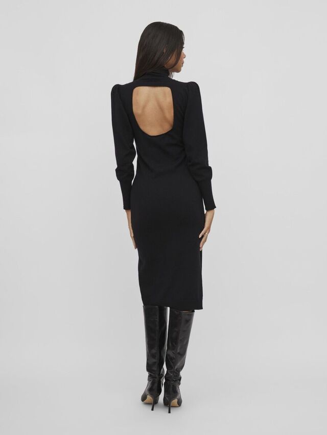 Vila CUT-OUT AAN DE ACHTERKANT MIDI JURK, Black, highres - 14091722_Black_004.jpg