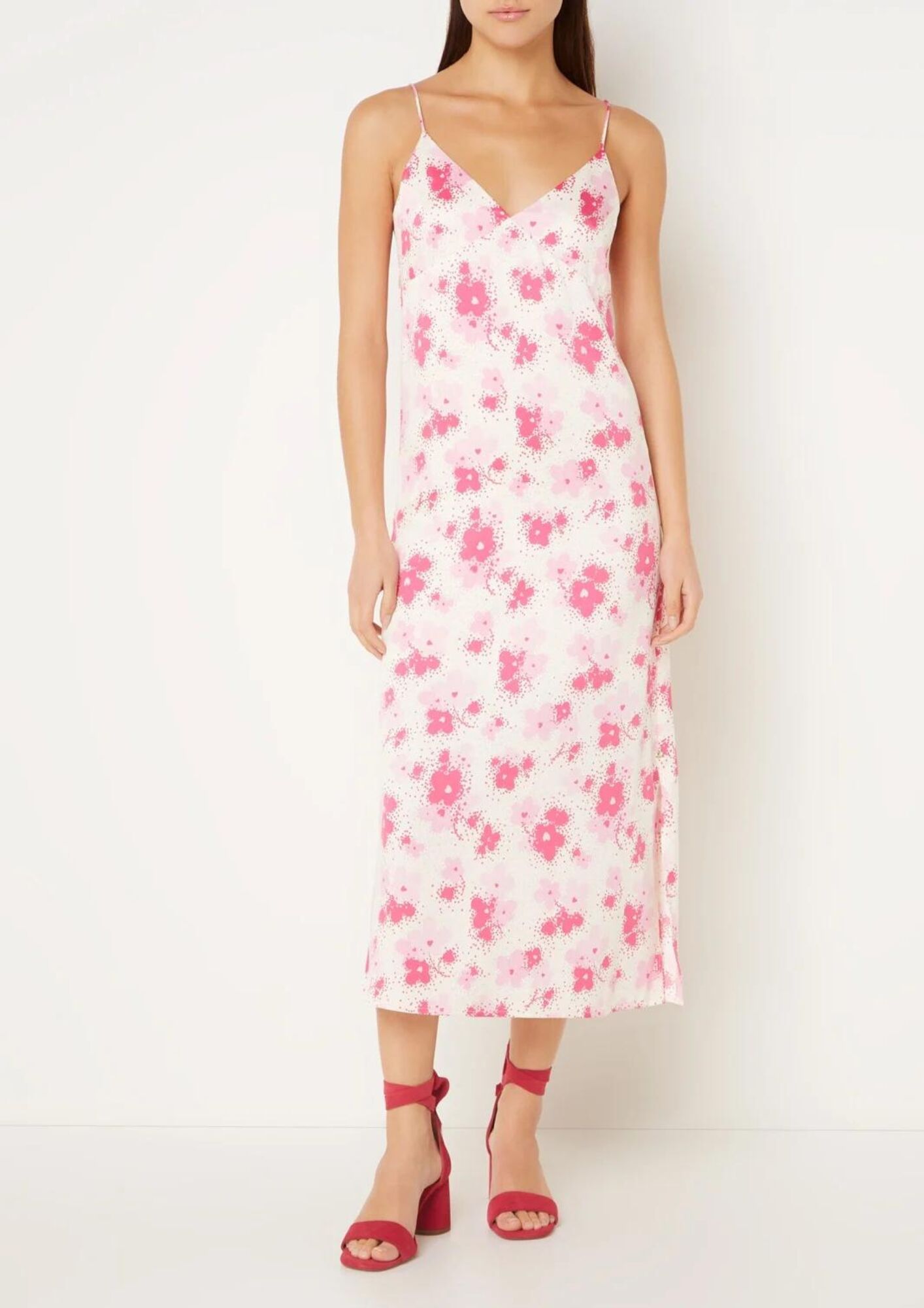 Maxi dress floral print pink