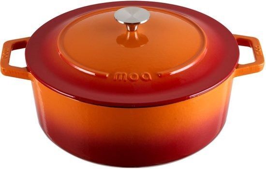 MOA Gietijzeren Braadpan - Inhoud 7,2 liter - 30CM - Rond - Alle warmtebronnen - Ook voor inductie - Gewicht 7,3 kg - Oranje Rood - C30OR - €59,99